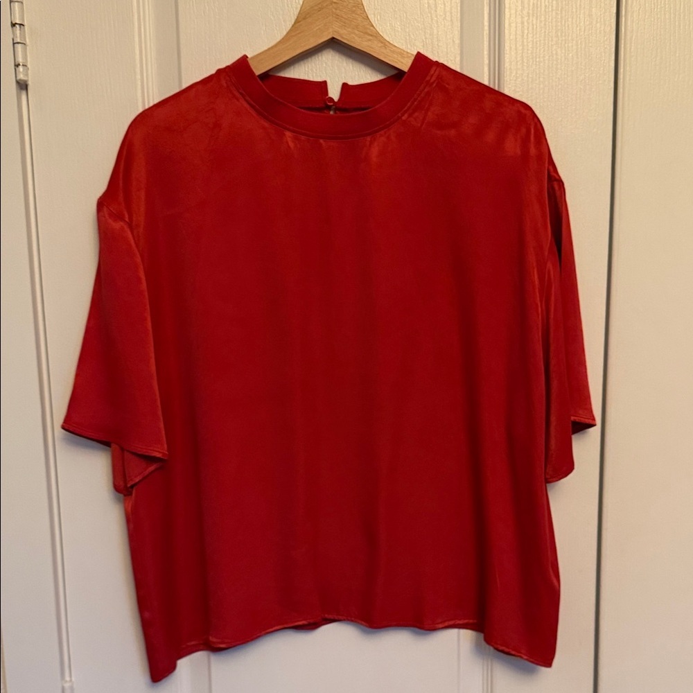 Maeve Short-Sleeve Shine Boxy Blouse